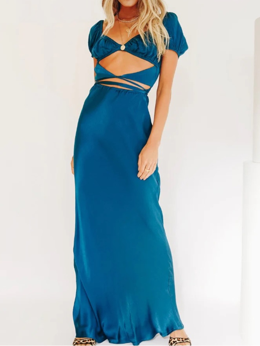Verge Girl VRG GIRL Au Revoir Bias Cut Maxi Dress cobalt small 8 EU 6 US
